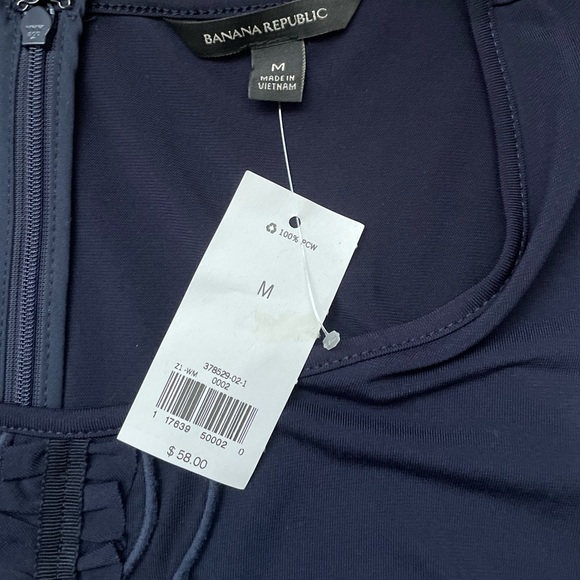 NWT Banana Republic Navy Babydoll Peplum Tank Top (size M) - Picture 2 of 7